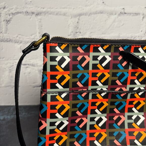 Fossil Fiona Retro Multicolor Arrows w/Key Crossbody Bag Purse - Picture 4 of 9